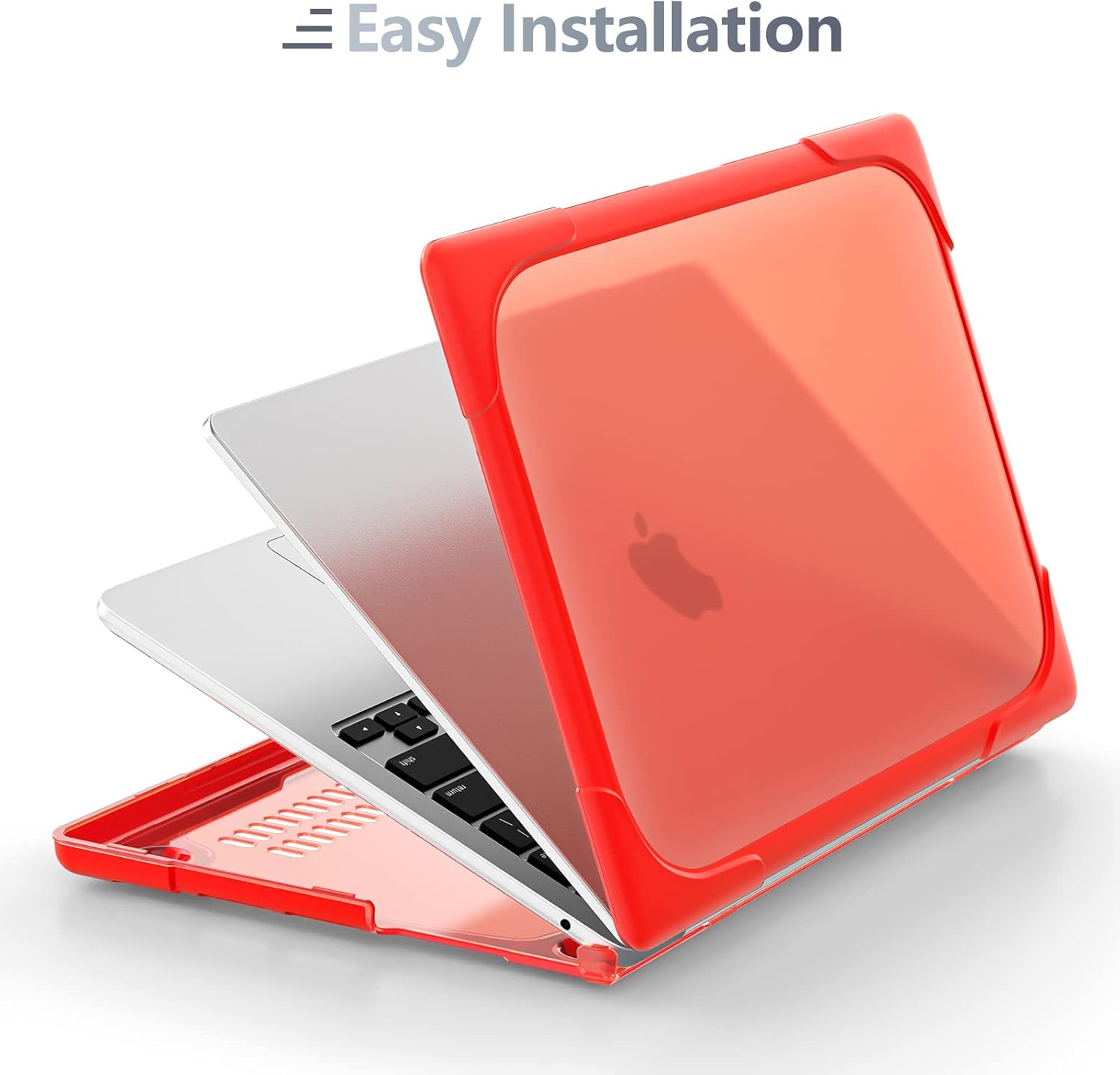 Batianda for New MacBook Air 13.6 inch Case 2025 M4 2024 2022 Release Model A3240 A2681(M2) A3113(M3), Heavy Duty Shockproof Protective Hard Shell with Fold Kickstand & Keyboard Cover, Red