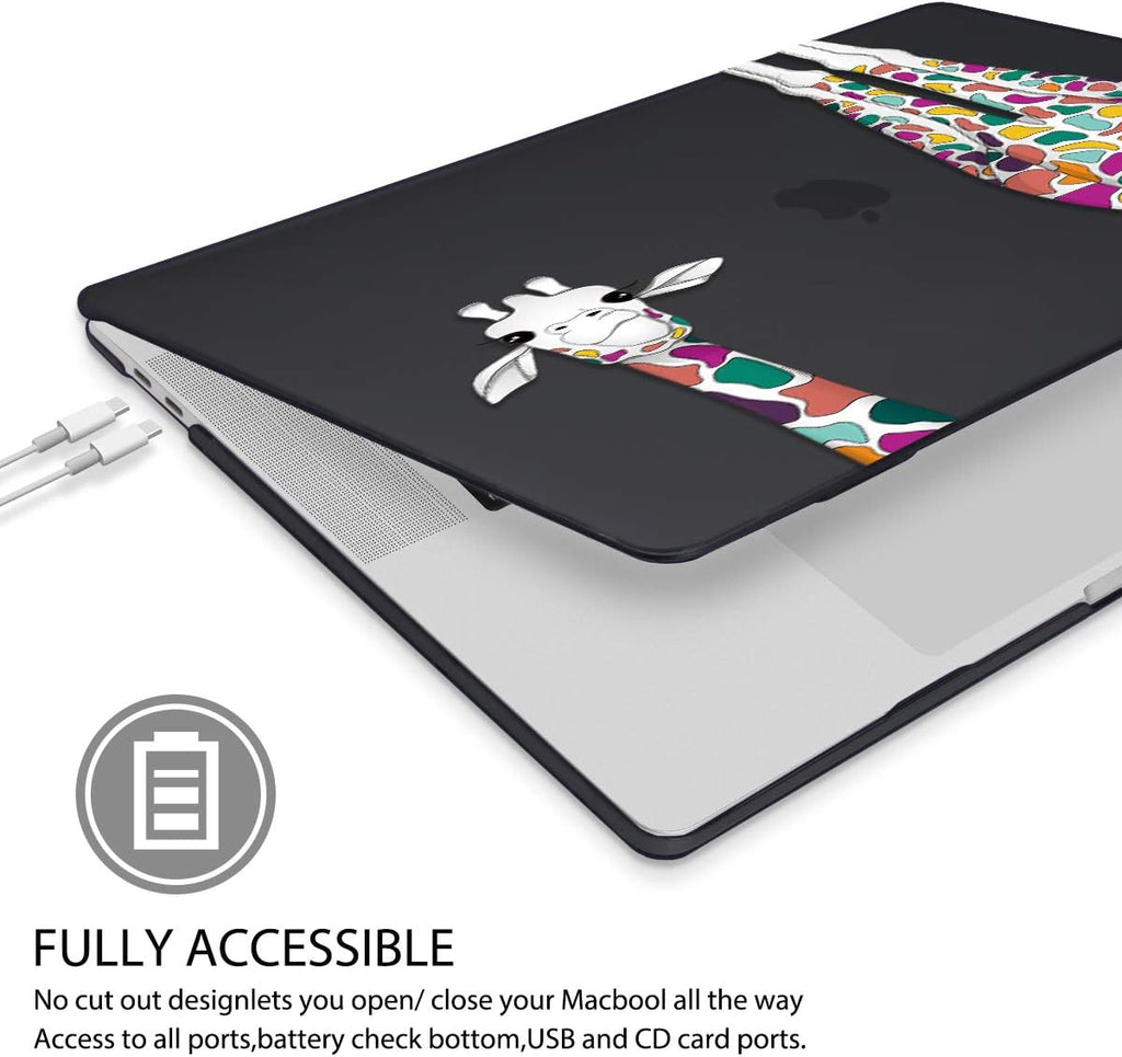 Mektron for MacBook Air 13 Case A1466/A1369 (2010-2017 Release), Snap-on Plastic Hard Shell Cover for MacBook Air 13.3 inch with Keyboard Cover,Colorful Giraffe Black