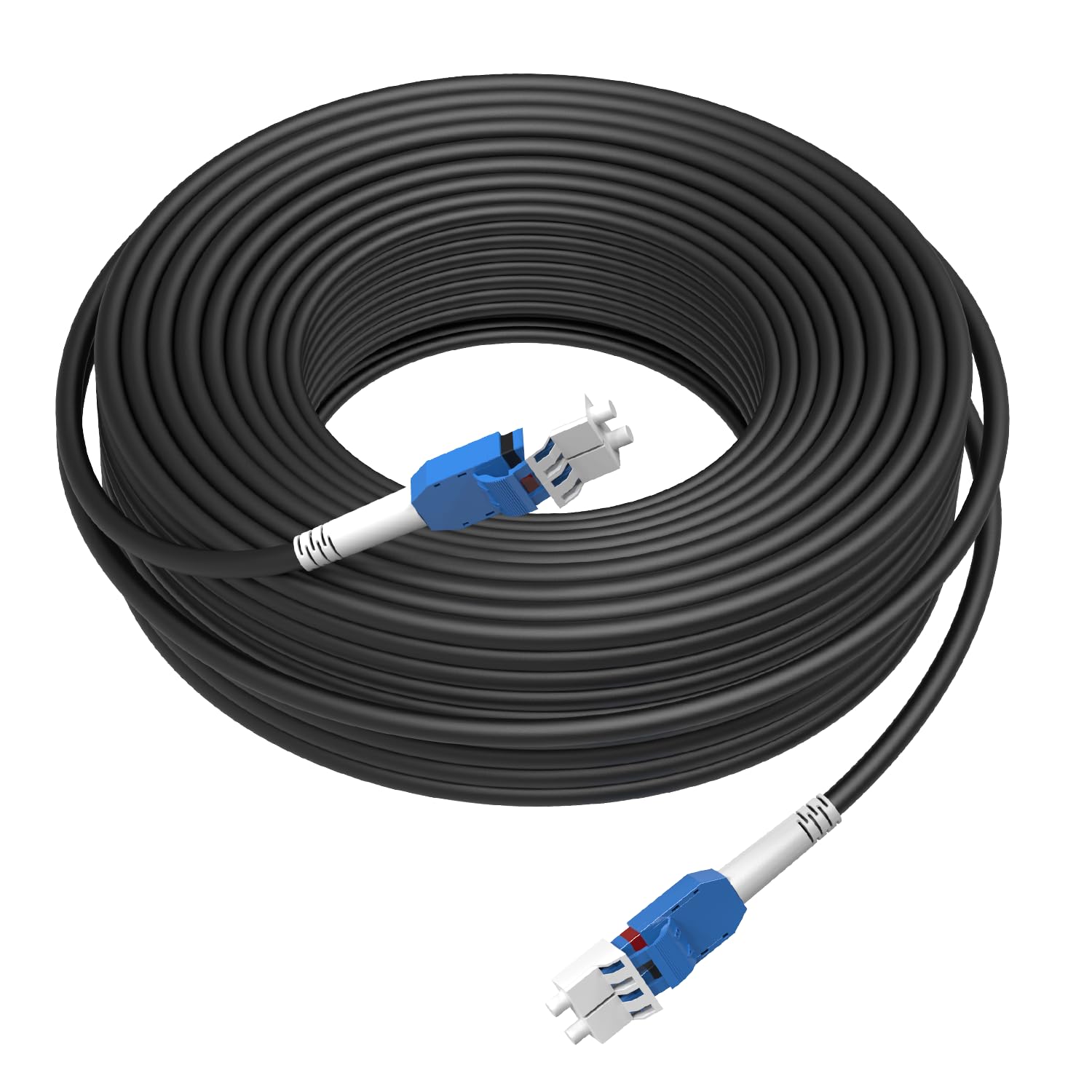 3M/10FT LC to LC Armored Outdoor Fiber Optic Cable, Single Mode Duplex 9/125μm SMF Fiber Patch Cord, OS1/OS2 Compatible, Black LSZH Jacket, Uniboot Jumper for FTTH, Data Center, Long-Distance Use