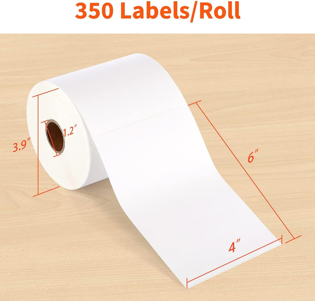 JADENS Thermal Shipping Labels 4x6-350 Labels(4 Rolls), Compatible with Rollo, Brother, Zebra and Most Thermal Printer, Perforated, Commercial Grade, Doesn't Compatible with Dymo