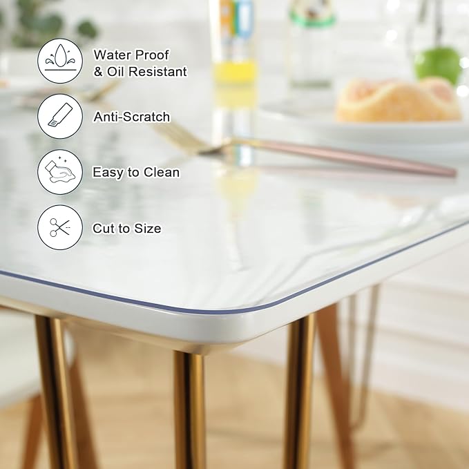 LovePads Clear Table Cover Protector 44 x 78 Inch, 1.5mm Thick Plastic Table - Image 3