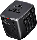 International Travel Adapter Voltage Converter Steps Down 220V to 110V for Cell Phones, Laptops, and Curling Irons, US to UK, Europe, Australia, and More Than 200 Countries