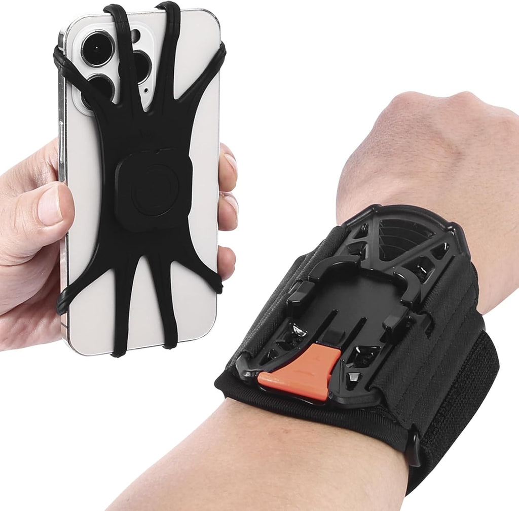 Wristband Phone Holder for Running, 360°Rotation & Detachable Sports Armband with Key Holder for iPhone 15/14/13/12/Pro/Pro Max/XS/XR/X/8/7/6/Plus, Samsung Galaxy, Fits 4''-6.95''Phone (s)