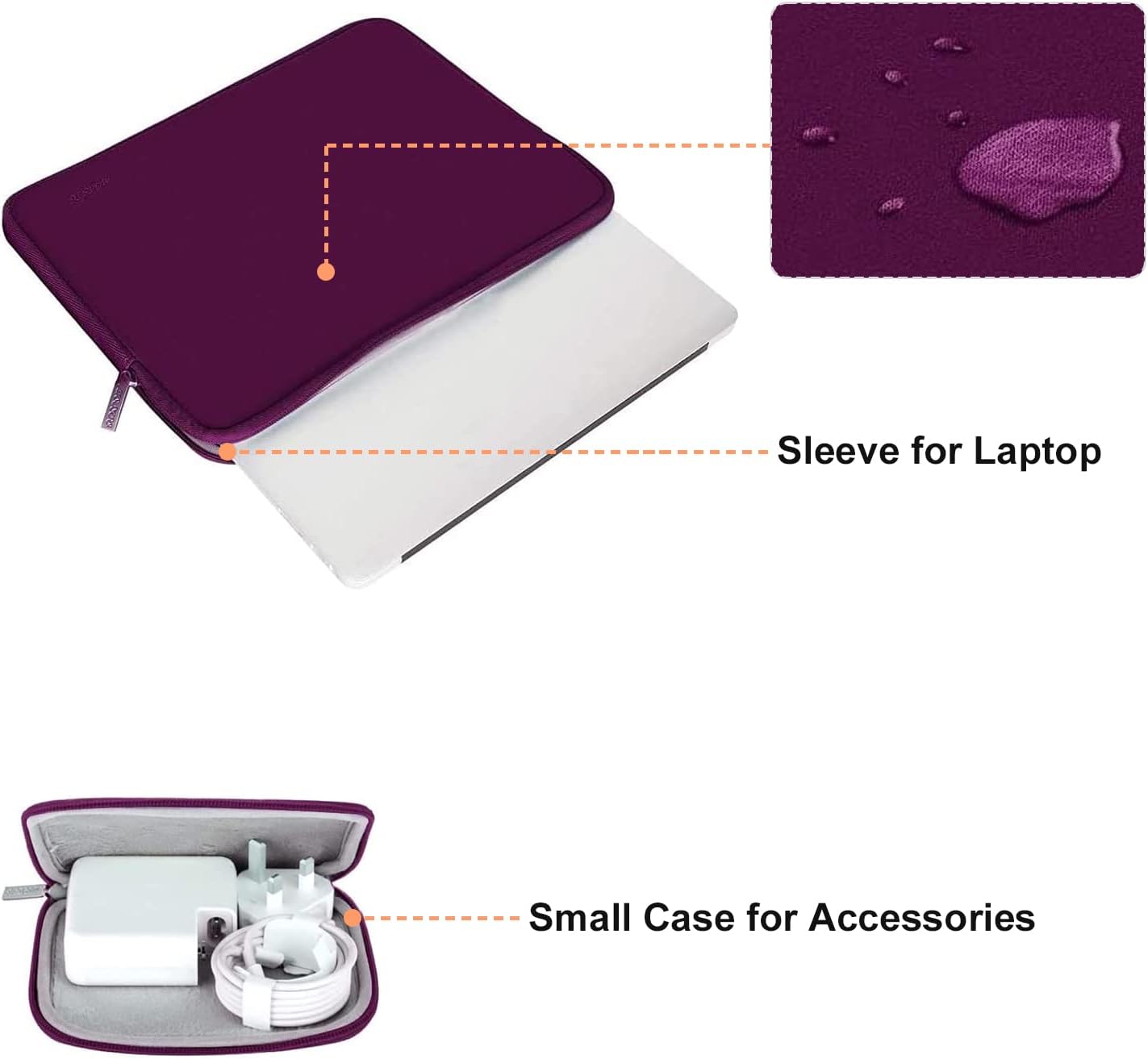 MOSISO Laptop Case 13.3 inch, 13-13.3 inch Laptop Sleeve Bag Compatible with MacBook Air/Pro 13/Pro 14 M5 M4 M3 M2 M1, HP Dell ASUS Lenovo, Neoprene Computer Sleeve Bag with Small Case, Magenta Purple