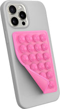 Suction Phone Case Mount, Sillicon Adhesive Phone Accessory for iPhone and Android, Hands-Free Fidget Toy Mirror Shower Phone Holder, Tiktok Videos and Selfies (Bubble Gum)