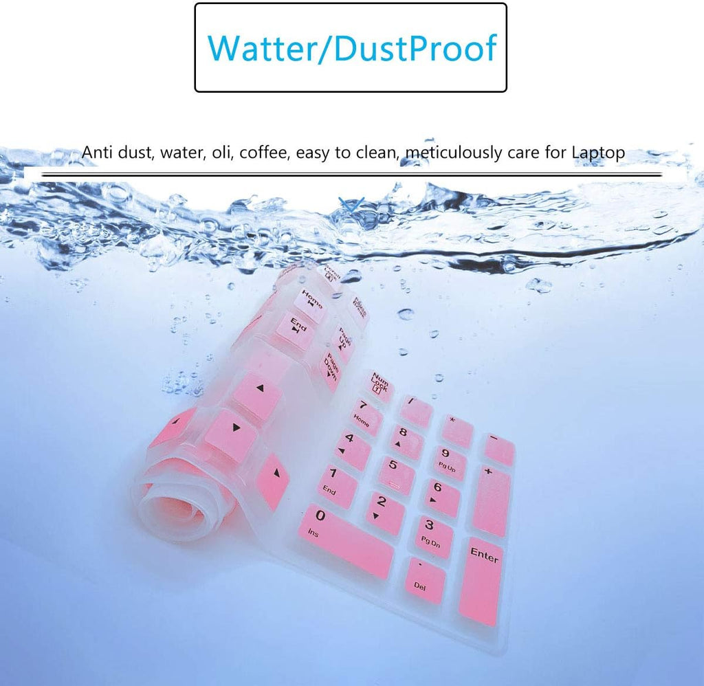 MUBUY Keyboard Cover Skin Protector for Logitech MK120 K120 Wired Keyboard, Protective Skin US Layout - Gradual Pink