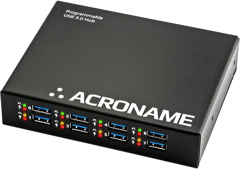 Managed USB Switch/Hub 2 Computers - 9 Port, Fast Charge (4A), Industrial & Scientific Grade, Programmable Compatible with Mac/Windows/Linux for Keyboard Mouse External Hard Drive