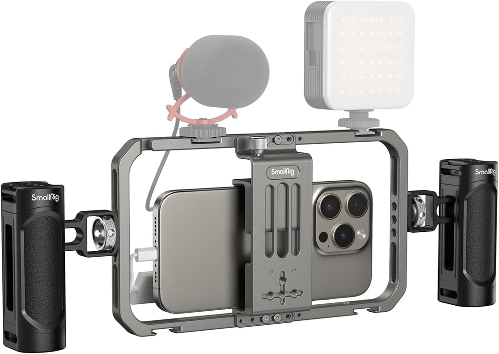 SmallRig Universal Phone Cage, Smartphone Video Rig Kit with Handles, Handheld Filmmaking Vlogging Case Stabilizer for Videomaker, for iPhone for Samsung for Pixel and Other Android Phones
