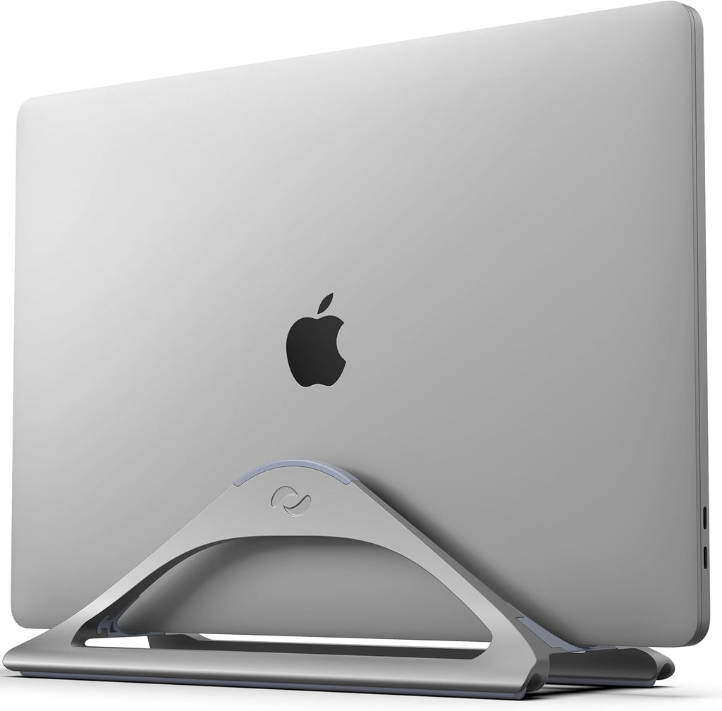 HumanCentric Vertical Laptop Stand for Desks in Space Grey, Upright Adjustable Holder to Dock Apple MacBook, MacBook Pro, and Other Laptops to Organize Work & Home Office, Automatic Grip