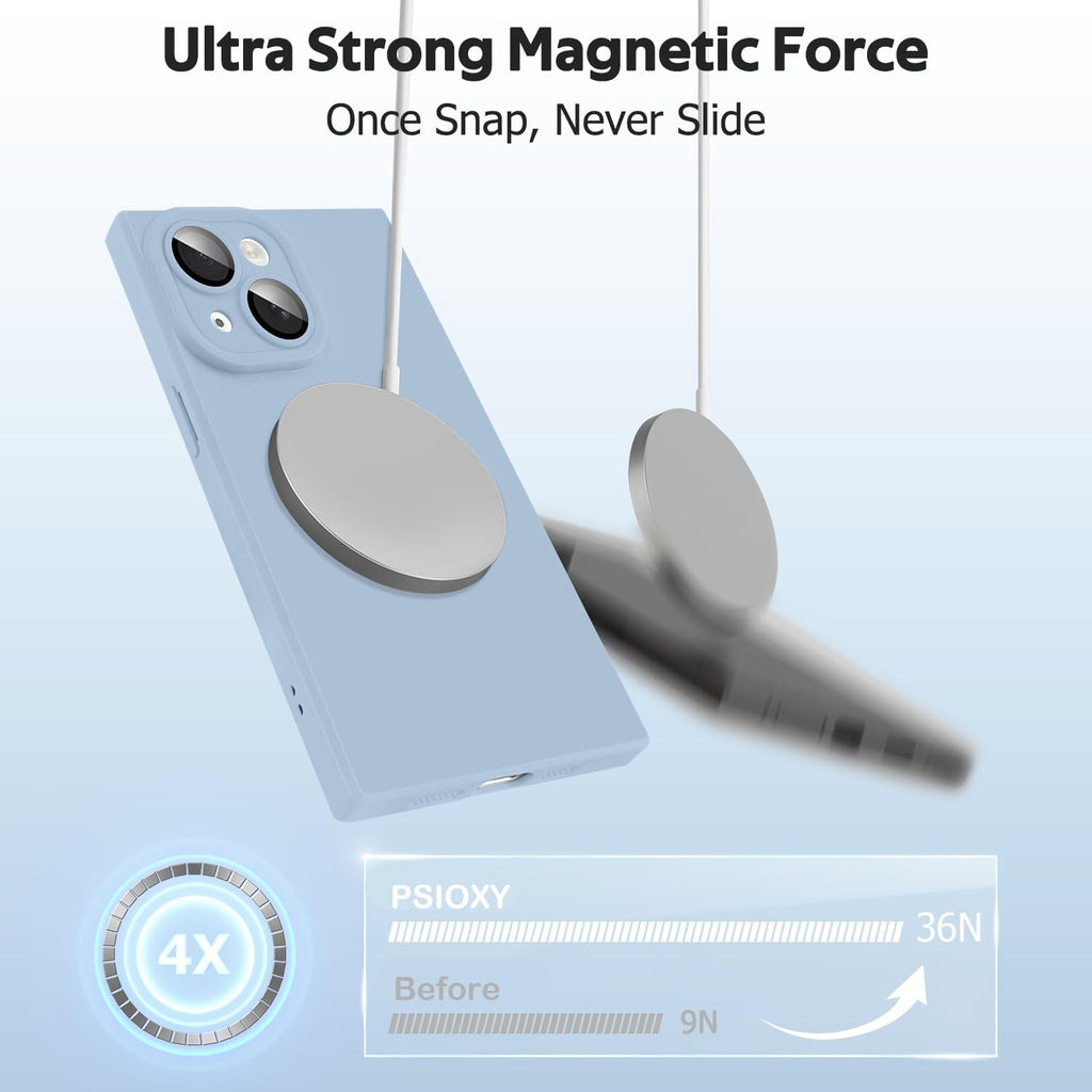 Designed for iPhone 15 Case Compatible with Magsafe Cover Camera Lens Protector Military Grade Protection Shockproof Soft TPU Slim Magnetic Phone Case for iPhone 15 Blue