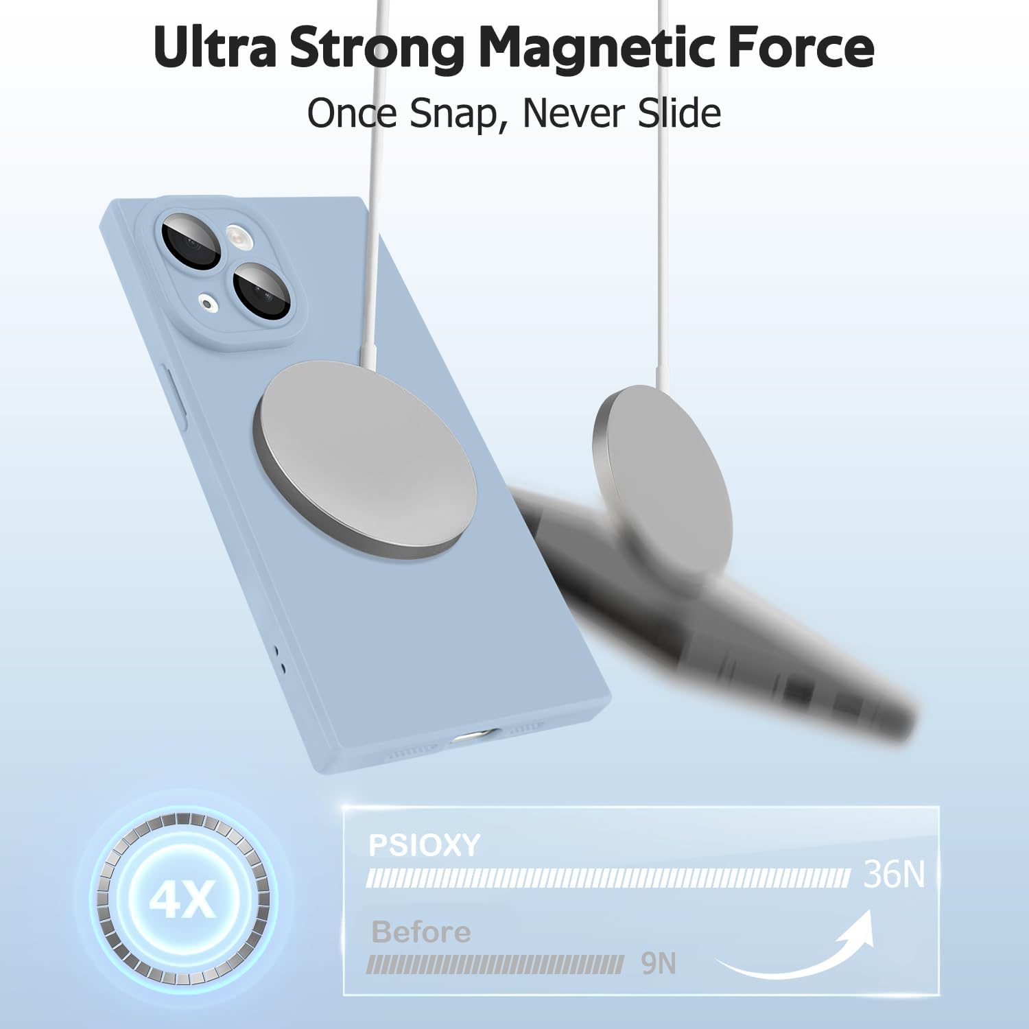 Designed for iPhone 15 Case Compatible with Magsafe Cover Camera Lens Protector Military Grade Protection Shockproof Soft TPU Slim Magnetic Phone Case for iPhone 15 Blue