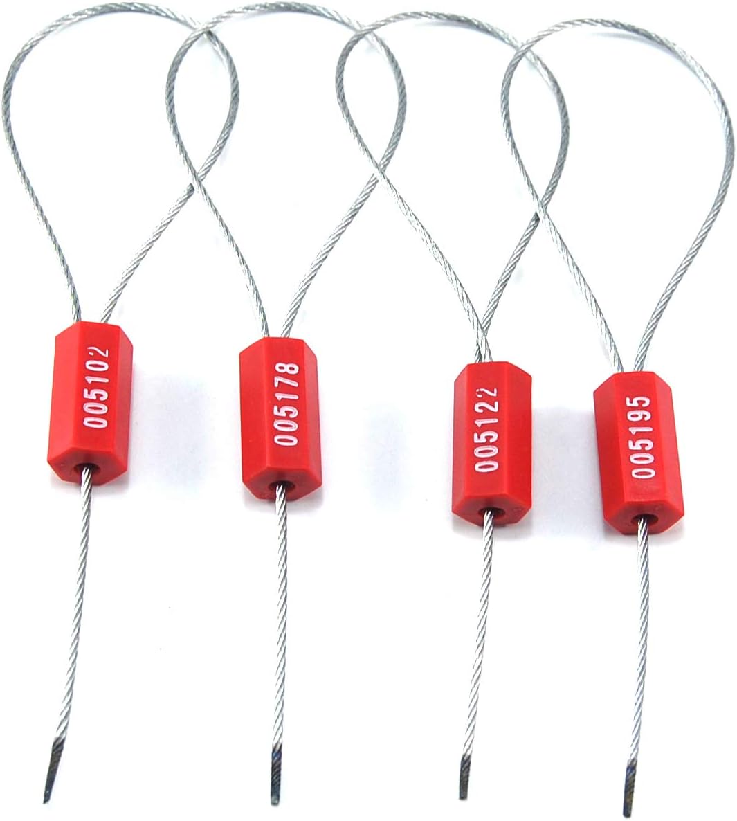 Leadseals(R) 500 Red Security Cable Seals Metal Truck Trailer Seals Tamper Proof Security Tag Seal Disposable Self-Locking Shipping Security Tags Numbered(Pack of 500 PCS)