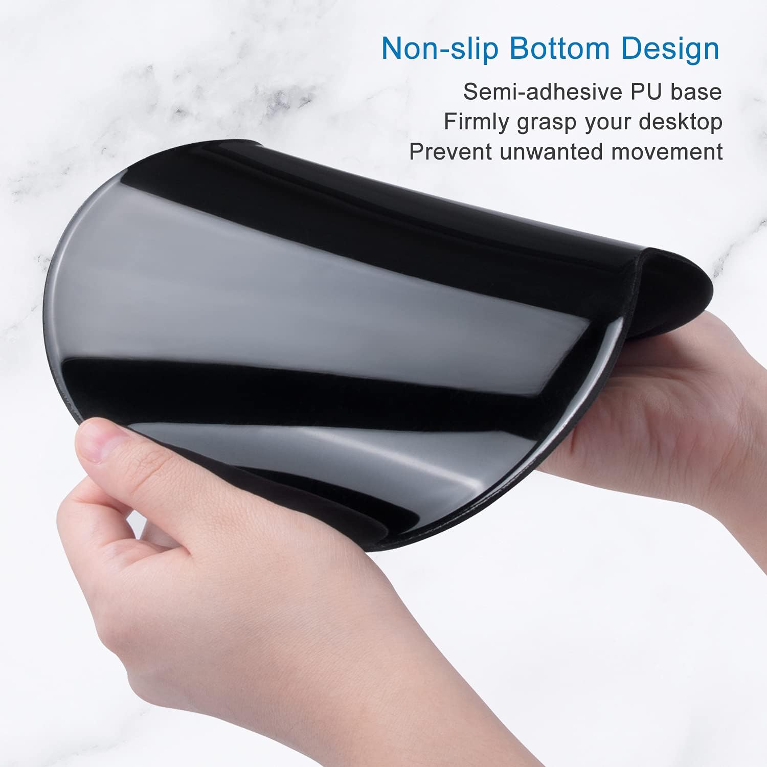 ITNRSIIET Ergonomic Mouse Pad with Gel Wrist Rest Support Gaming Small Wrist Rest Smooth Surface Non-Slip PU Base Comfortable Office Supplies Pain Relief, 8.7 x 7.2 inches, Black