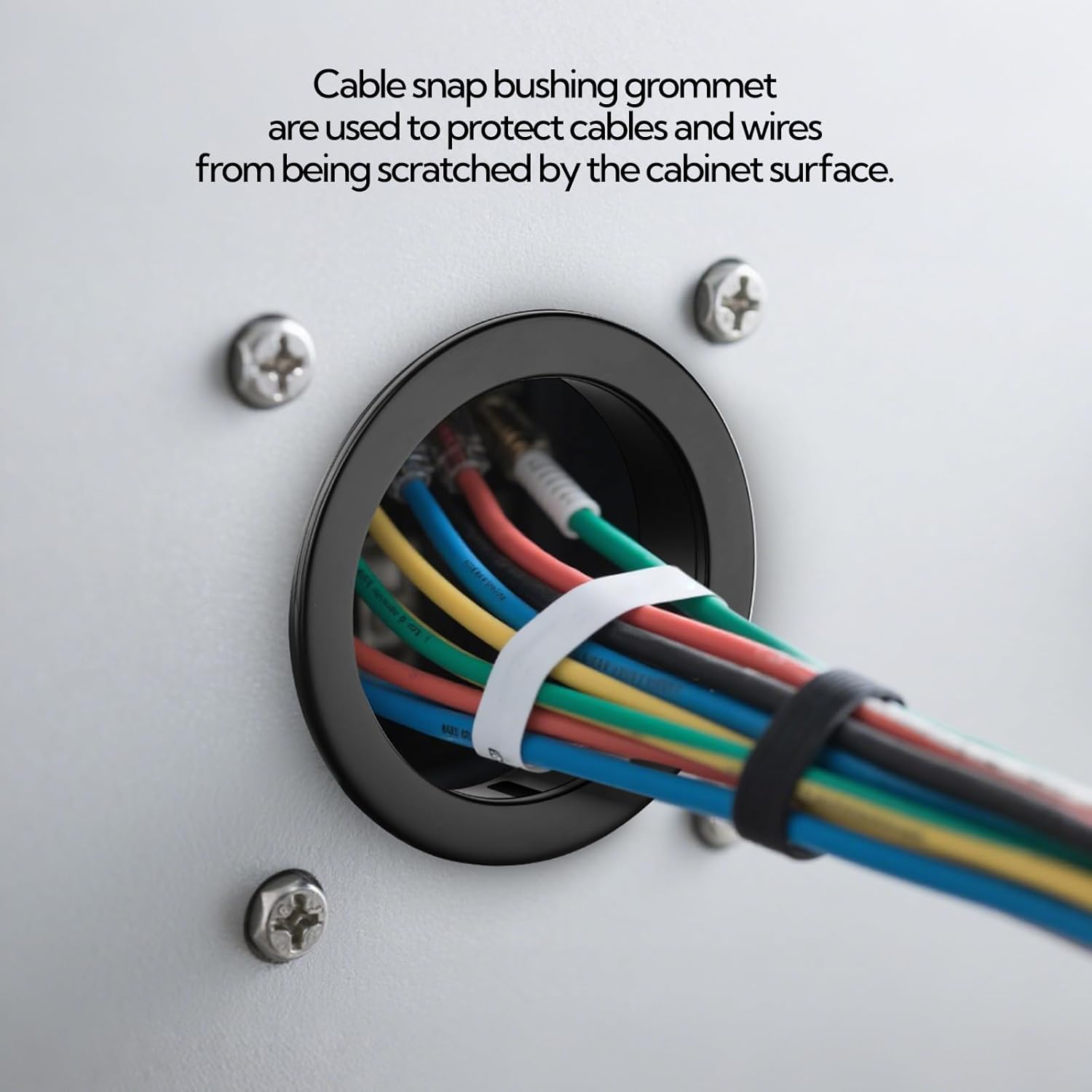 50PCS 1" Black Cable Snap Bushing Grommet, Snap in Cord Bushing Protect Cables