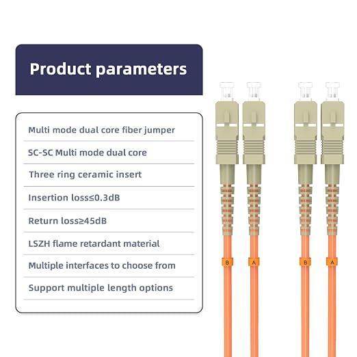 OM1 SC/UPC to SC/UPC Fiber Patch Cable 70M/229FT Multimode Duplex 62.5/125μm - Image 3