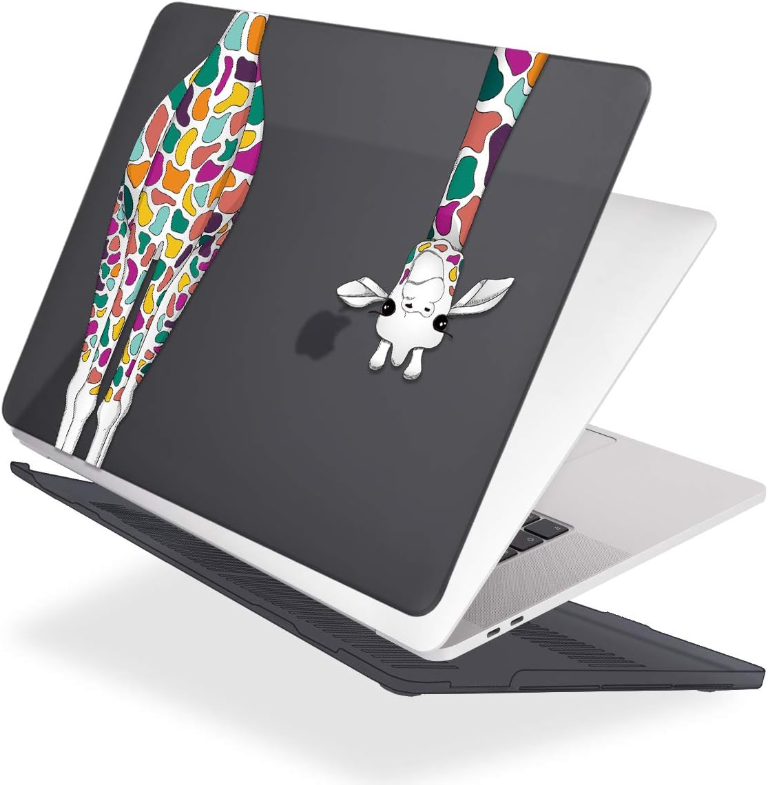 Mektron for MacBook Pro 13-inch Case 2022 2021 2020 Release A2338 M2 M1 A2289 A2251, Printed Plastic Hard Shell Cover for MacBook Pro 13.3-inch Touch Bar Fits Touch ID, Colorful Giraffe Black