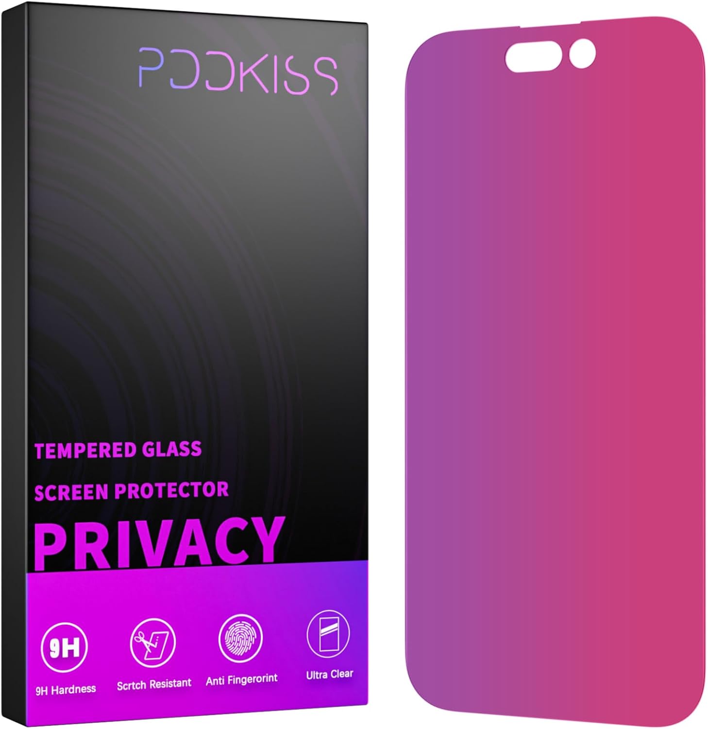 Compatible for iPhone 14 Pro Max Privacy Screen Protector Tempered Glass 6.7 Inch, Pink Gradient Anti Spy Anti Blue Light HD Easy Installation