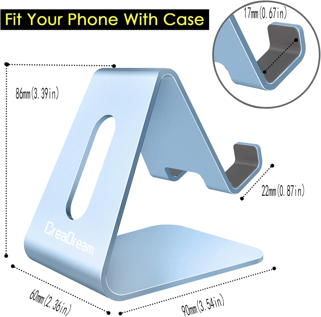 CreaDream Cell Phone Stand, Cradle, Holder, Aluminum Desktop Stand Compatible with Switch, All Smart Phone, iPhone 11 Pro Xs Max Xr X Se 8 7 6 6s Plus SE, Sierra Blue