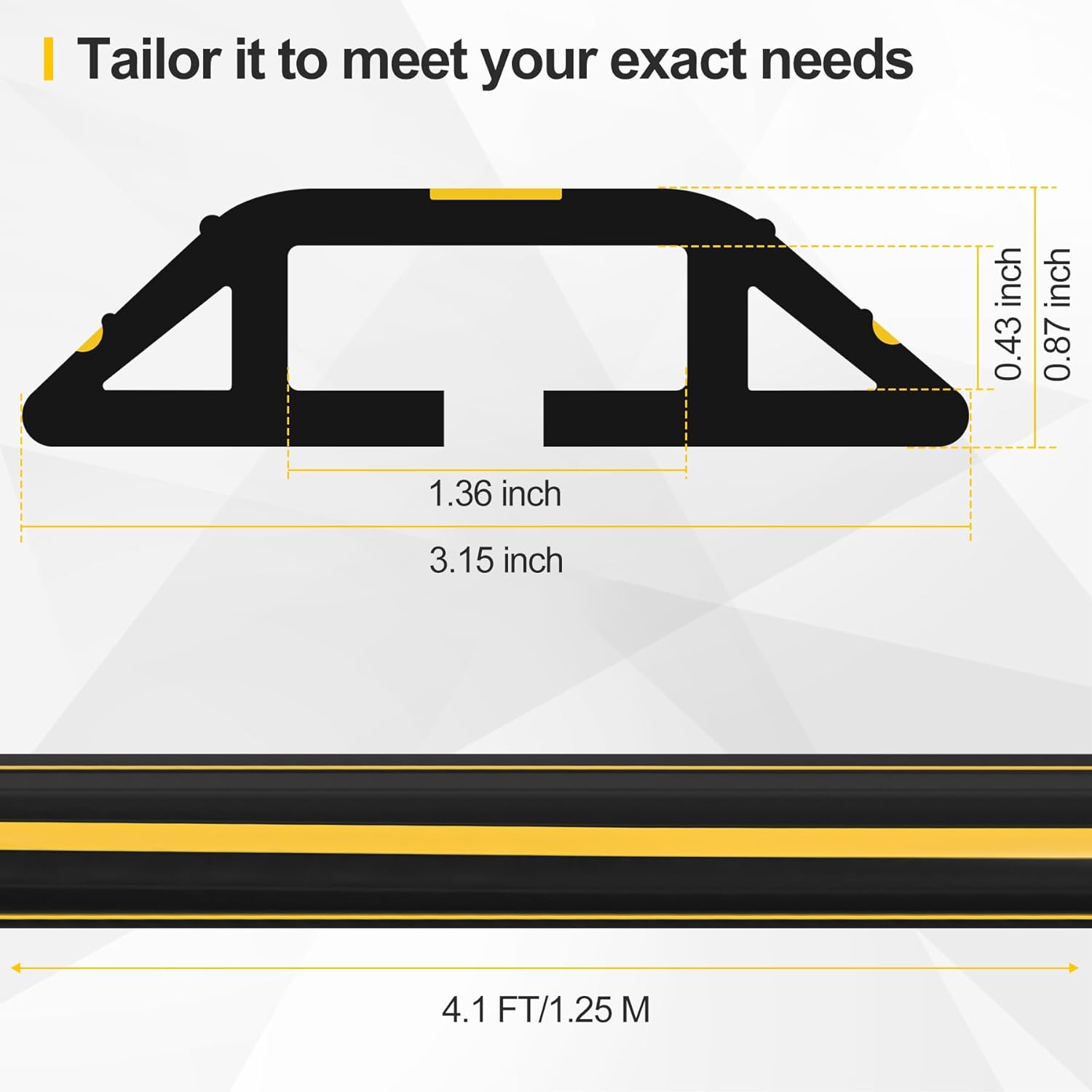 Floor Cord Cover 4.1Ft Heavy Duty PVC Floor Cable Protector Electric Cord Hider Cable Management Floor Strip Extension Cord Covers Cable Raceway for Wires on Floor Inner Channel 1.36" W x 0.43" H