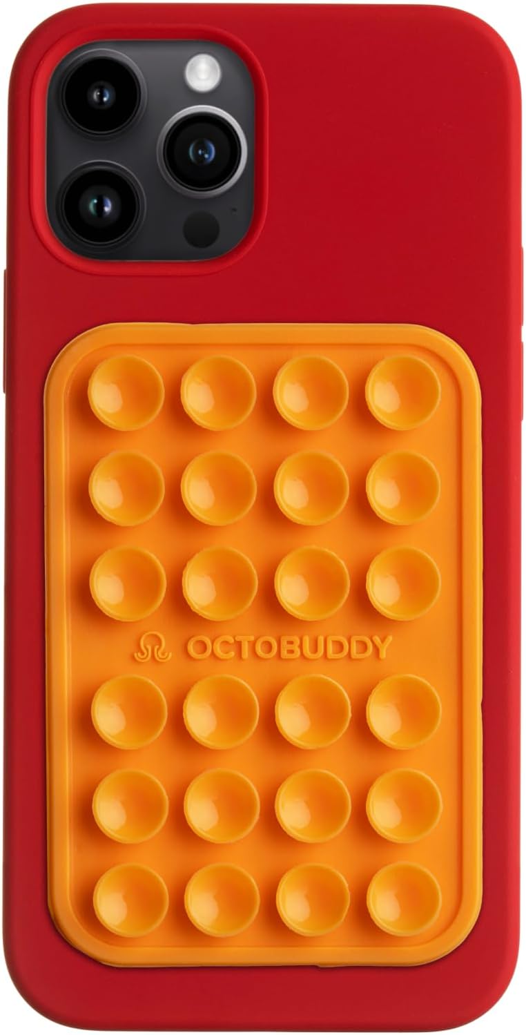 Classic - Silicone Suction Phone Case Adhesive Mount - Hands-Free, Strong Grip Holder for Selfies & Videos - iPhone & Android Compatible - 2.25″ x 3.25″, Marigold