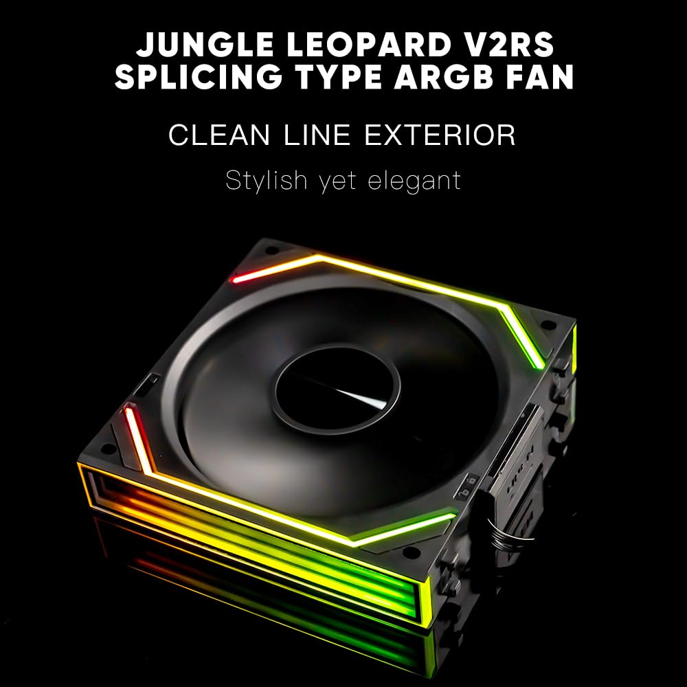 Jungle Leopard Interstellar V2 RS 120mm Case Fan Infinity Mirror Module Daisy-Chain ARGB Fan Triple Pack Suitable PC Cooling Fans 360mm AIO Cooler(Black-3Pack)