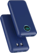 Portable Charger PowerBank 40,800mAh with 2 Built-in Cables,25W PD Fast Charging +QC 4.0 Quick Phone Charging Power Bank, 5 Outputs LCD Display USB C Battery Pack for iPhone 16/15 Android Galaxy etc