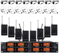 wenwen Wireless Microphone System Pro Audio 8 Channel UHF 8 Lavalier Bodypacks 8 Lapel Mic 8 Headsets for Karaoke System Meeting Church Speaking Conference Wedding Party Frequency B