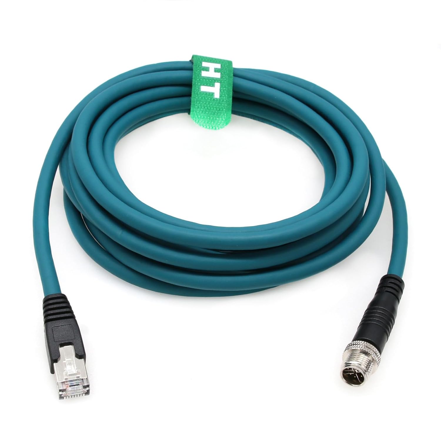 M12 8 Pin X-Code RJ45 GigE Ethernet Network Cable CAT7e for Cognex Basler Baumer Industrial Camera Sensor Barcode Reader PLC PC Router 30M