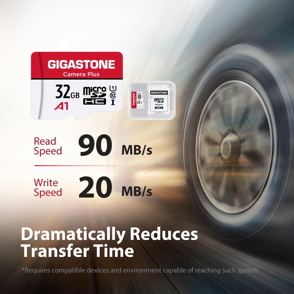 GIGASTONE Micro SD Card 32GB 10-Pack, Camera Plus, MicroSDHC Memory Card for Camera, Wyze Cam, Roku, Full HD Video Recording, UHS-I U1 A1 Class 10, up to 90MB/s, with 10 Adapters