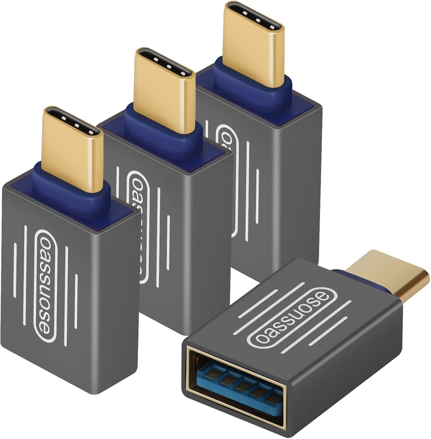 4-Pack USB C to USB Adapter [Gold-Plated],Type-C Male to USB 3.0 Female Adapter,Thunderbolt 3/4 to USB OTG Adapter for MacBook Pro 2020,iPad Pro 2020,MacBook Air 2020 and More Type C Devices (Grey)