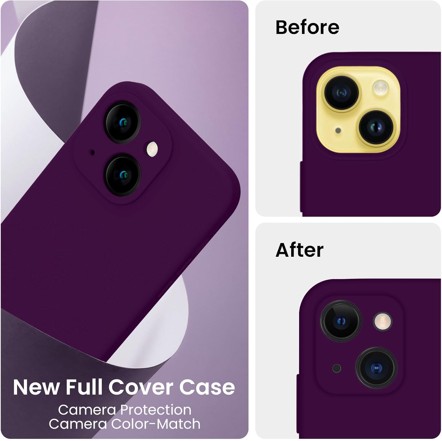 FireNova Designed for iPhone 14 Case, Silicone Upgraded [Camera Protection] Phone Case with [2 Screen Protectors], Soft Anti-Scratch Microfiber Lining Inside, 6.1 inch, Wine Red