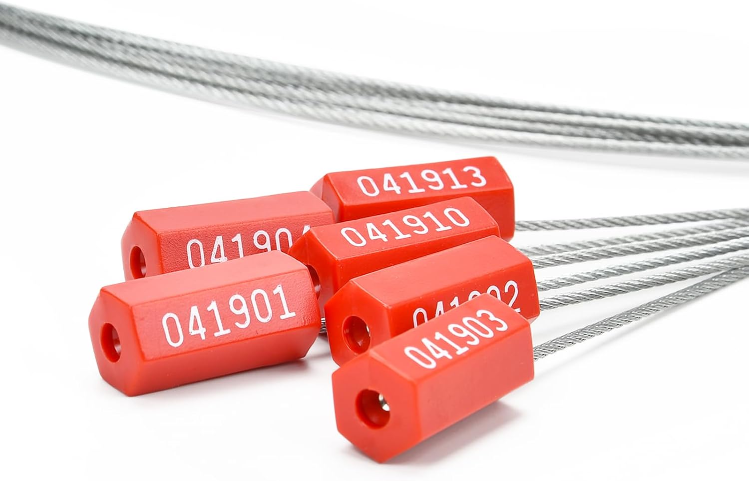 3.9 Feet Steel Wire Cable Seals Tamper Resistant Security Seal Tags Numbered Self-Locking Safety Seals Length 1.2m (Pack of 100pcs, Red)