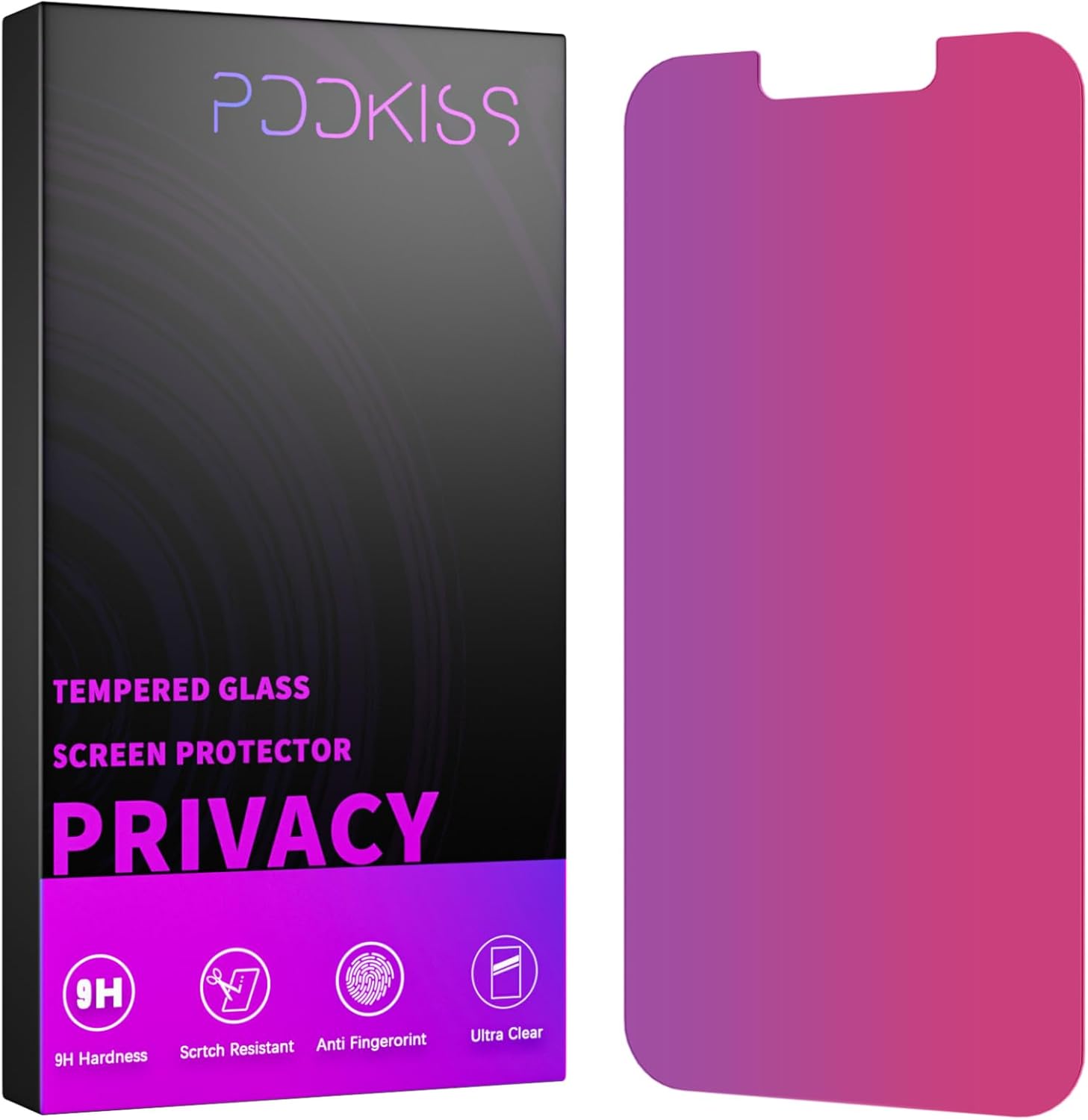 Compatible for iPhone 13/13 Pro/16e/iPhone 14 Privacy Screen Protector Tempered Glass 6.1 Inch, Pink Gradient Anti Spy Anti Blue Light HD Easy Installation
