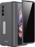 Miimall for Galaxy Z Fold 3 Case with Privacy Screen Protector, Built-in Adjustable Kickstand & Magnetic Hinge & Upgraded Camera Protection All-Inclusive Protective Cases for Galaxy Z Fold 3 5G Grey