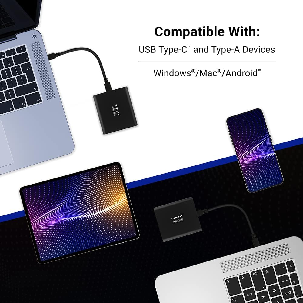 PNY EliteX-PRO 4TB USB 3.2 Gen 2x2 Type-C Portable Solid State Drive (SSD) – (PSD0CS2260-4TB-RB)