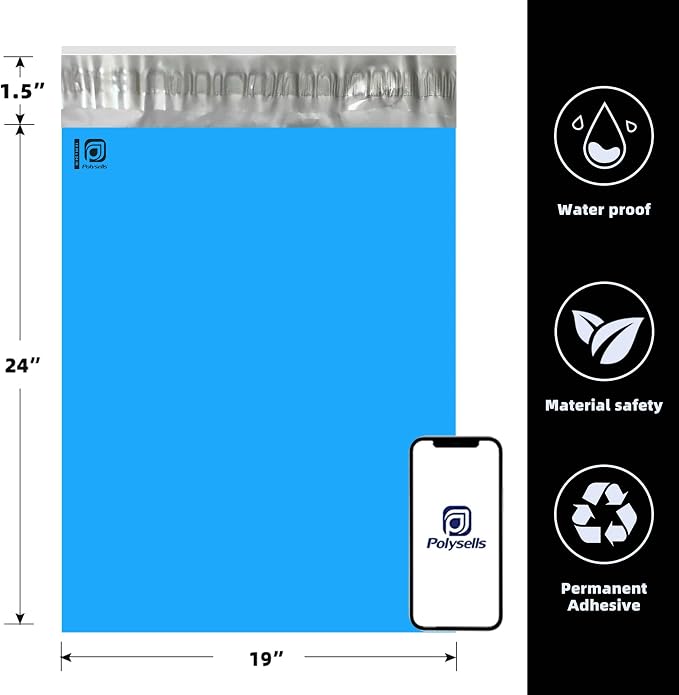 POLYSELLS 50 pcs 19x24 Inches Blue Poly Mailers Shipping Envelopes, Strong - Image 2