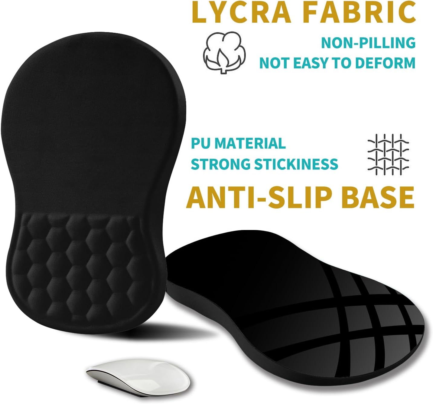 Hokafenle Ergonomic Mouse Pad Wrist Support, Wrist Rest Mousepad for Carpal Tunnel Pain Relief with Integrated Memory Foam Slope Massage Bulge (11.8x7.9 inch,Polar Night
