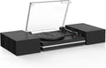 Vinyl Record Player with Dual Separate Stereo Speakers Vintage Turntable with BT Wireless Input Playback Belt Drive 3 Speed 3 Size Playback Record Player Support AUX Headphone Input RCA Out Auto Stop