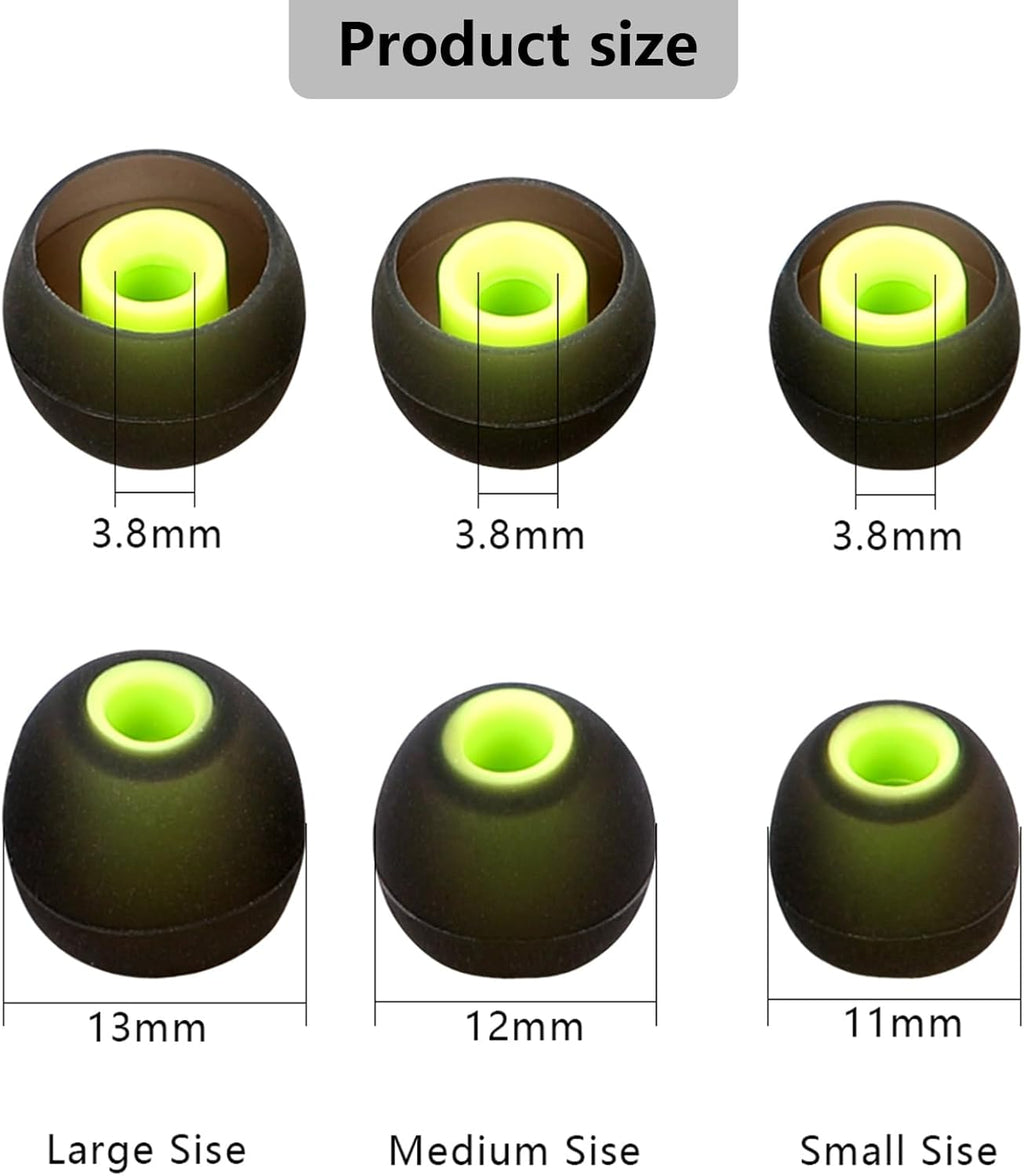 Silicone Replacement Earbud Tips for In-Ear Headphones (Inner Hole 3.8mm-5.1mm) - 9 Pairs, S/M/L