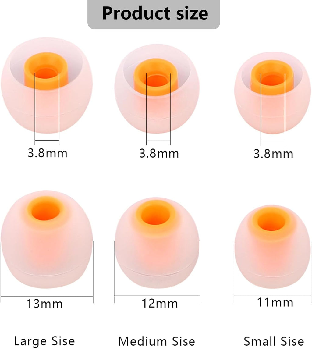 Earbud Replacement Tips Silicone Earbud Tips Earbud Covers Fit for in-Ear Headphones (Inner Hole 3.8mm -5.1mm) Earbud Rubber Tips Eartips 9 Pairs S/M/L