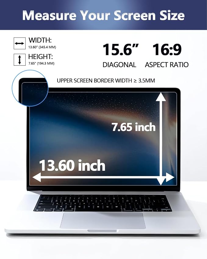 Magnetic Laptop Privacy Screen for 15.6 Inch 16:9, that Screen Size is 13.60 in - Image 2