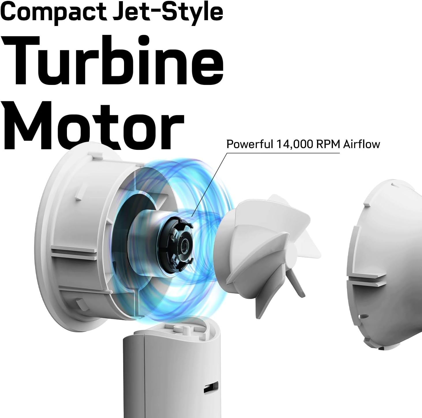 Bluefeel Portable Handheld Turbo Fan, 5-Speed Mini Personal Fan with Adjustable Turbo Mode, 16H Max Cooling Time, and 3000mAh USB Rechargeable Battery for Travel/Outdoor/Home/Office (Lime Green)