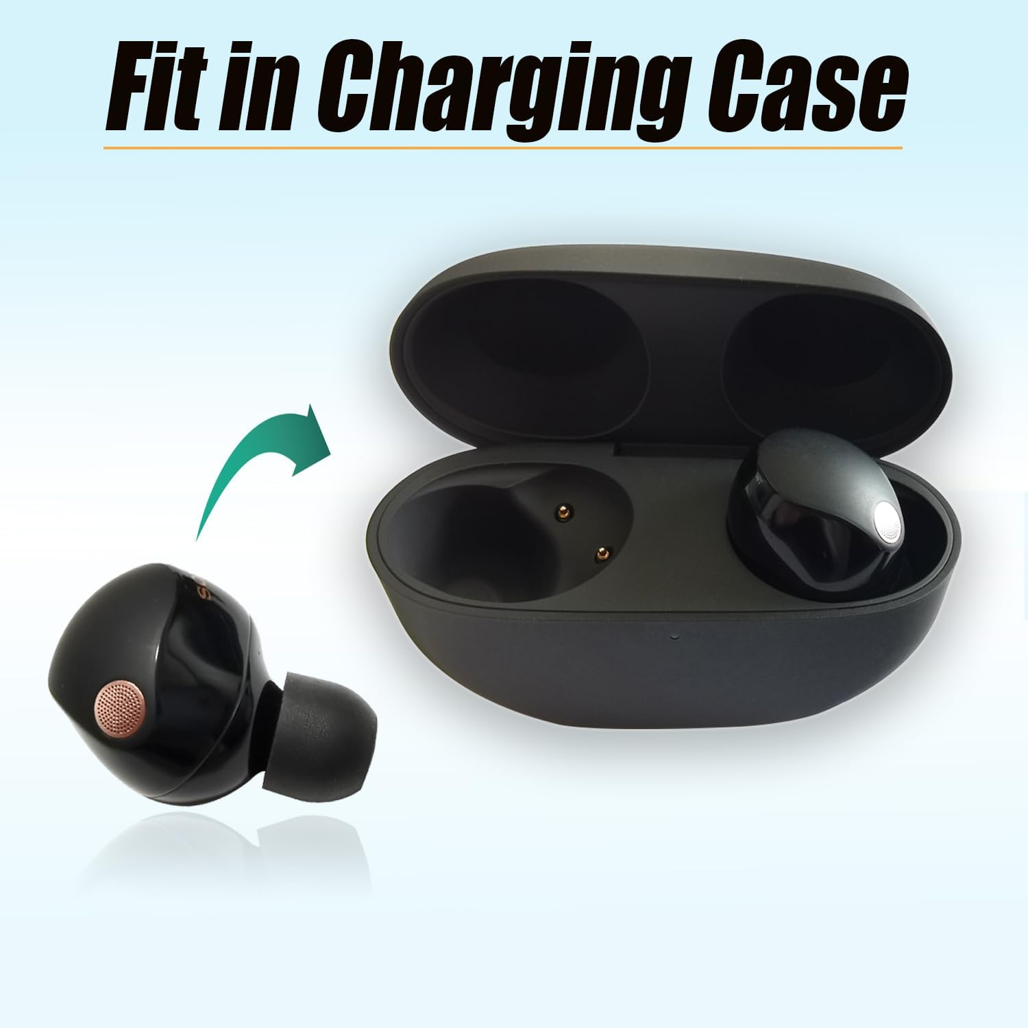Memory Foam Ear Tips for Sony WF-1000XM5 Earbuds Tips for WF-1000XM5 WF-1000XM4 Earbuds Case, 3 Pairs Medium Black