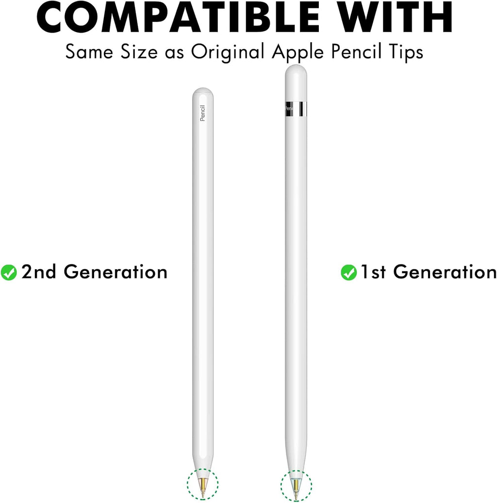 NIUTRENDZ 4 Pack Replacement Tips for Apple Pencil 2nd Generation and 1st Generation Fine Point Metal Tip, Wear-Resistant & Precise Control (1.95mm, Clear + Pink + Blue + Grey)