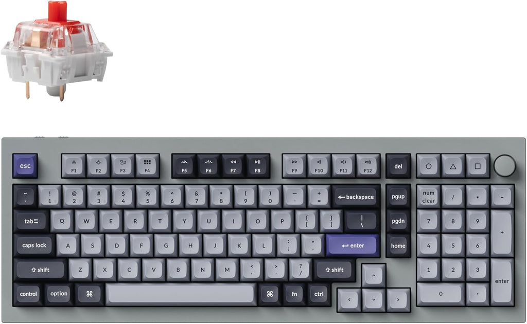 Keychron Q5 Pro QMK/VIA Wireless Custom Mechanical Keyboard, 96% Layout with Programmable Knob, KSA Double-Shot PBT Keycaps with Hot-swappable K Pro Red Switch for Mac Windows Linux - Gray
