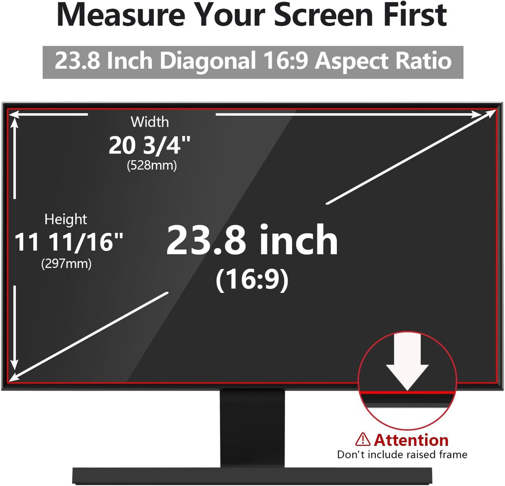 Computer Privacy Screen Protector 23.8 Inch with Hp Dell Acer Asus LG and More, Removable Security Shield Filter for 16:9 Aspect Ratio Monitor Like ViewSonic Sceptre(23.8" Diagonal 16:9 1 Pack)