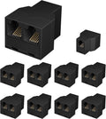 Uvital RJ12 6P6C 3 Female Telephone Line Splitters, Phone Jack Splitter, Telephone Landline Cable Connector and Separator(Black, 10 Pack)