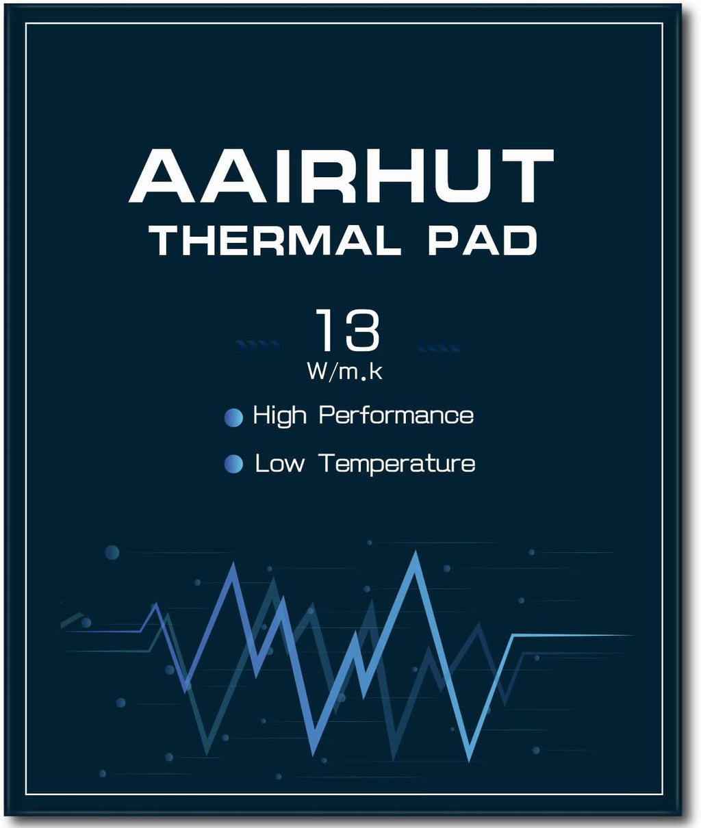 Aairhut Thermal Pad 13W/mK [0.5~3mm], 120x120x0.5mm Silicone Cooling Pad Non Conductive Heat Resistance Extreme Odyssey Cover with Dual Self-Adhesive Films for PC Laptop PS4/PS5/CPU/GPU/Computer