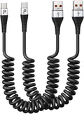 USB Type C Cable Fast Charging, 2Pack 5ft Coiled USB A to USB C Charge Cable for Car Android Auto Charging Cord Compatible with iPhone 16/15/Plus/Pro/Samsung Galaxy S20 S10 Plus and More USB C Devices