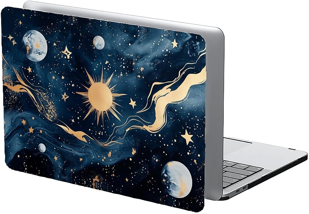 Compatible with MacBook Air 13.3 13.6 Inch Case 2022 2021 2020 2019 Plastic Hard Shell Case Cover,13.3 Air (A1932/A2179/A2337), Moon and Sun